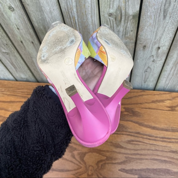 Vintage 90s 1990s y2k 2000s Trendy Fashion girl sling back Block Heels 6 - Picture 8 of 11